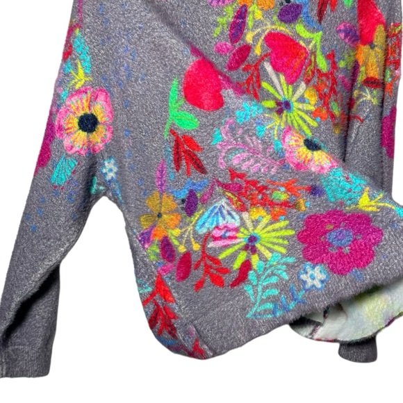 Natural Life Cashmere Like Mock Neck Sweater Charcoal Pink Poppy Size Medium - Picture 9 of 11